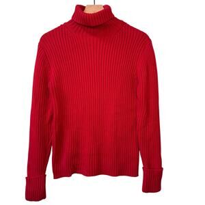 Vintage Y2K GAP Turtleneck Sweater Size‎ L Cotton Ribbed Academia Preppy Coastal
